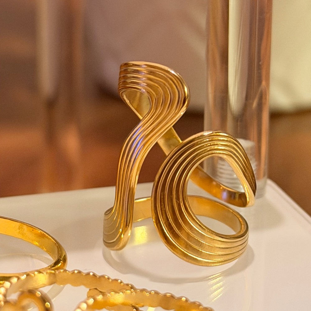 Gold Tone Statement Adjustable Ring - image 1